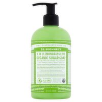 Dr. Bronner's 4-in-1 Lemongrass Lime Organic Sugar Soap, 12 fl oz