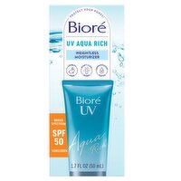 Bioré UV Aqua Rich Weightless Moisturizer Broad Spectrum Sunscreen, SPF 50, 1.7 fl oz