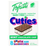 Tofutti Cuties Mint Chocolate Chip Snack Size Sandwiches Dairy Free Frozen Dessert, 12 fl oz