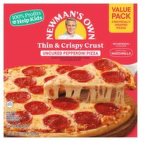 Newman's Own Thin & Crispy Crust Uncured Pepperoni Pizza Value Pack, 15.1 oz, 2 Count