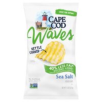 Cape Cod Waves 40% Less Fat Sea Salt Kettle Cooked Potato Chips, 7.5 oz