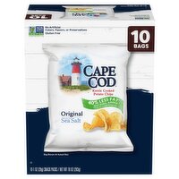 Cape Cod 40% Less Fat Original Kettle Cooked Potato Chips, 1 oz, 10 count