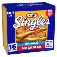 Kraft Singles 2% Milk American Cheese Slices, 16 count, 10.7 oz