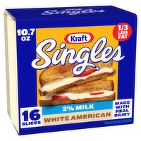 Kraft Singles 2% Milk White American Cheese Slices, 16 count, 10.7 oz