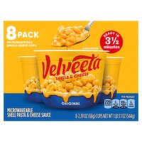 Velveeta Original Microwaveable Shell Pasta & Cheese Sauce, 2.39 oz, 8 count, 19.12 Ounce