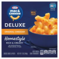 Kraft Deluxe Mac & Cheese Original Cheddar Homestyle Cheese Sauce & Pasta, 12 oz, 12 Ounce