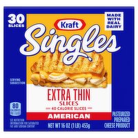 Kraft Singles American Extra Thin Cheese Slices, 30 count, 16 oz, 16 Ounce