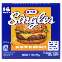 Kraft Singles Sharp Cheddar Pasteurized Prepared Cheese Product, 16 Count, 10.7 oz