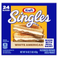 Kraft Singles White American Cheese Slices, 24 count, 16 oz, 16 Ounce