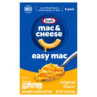 Kraft Mac & Cheese Easy Mac Original Flavor Macaroni & Cheese Sauce Mix, 6 count, 12.9 oz, 12.9 Ounce