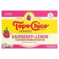 Topo Chico Sabores Raspberry with Lemon Flavored Sparkling Water, 12 fl oz, 8 count
