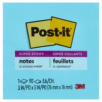 Post-it Super Sticky Notes, 3 in x 3 in, 90 sheets per pad