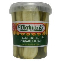 Nathan's Famous Kosher Dill Sandwich Slices Pickles, 32 fl oz