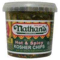 Nathan's Famous Hot & Spicy Kosher Chips Pickles, 24 fl oz, 24 Fluid ounce