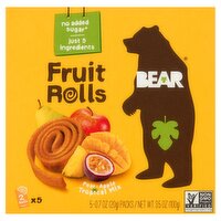 Bear Pear-Apple Tropical Mix Fruit Rolls, 0.7 oz, 5 count