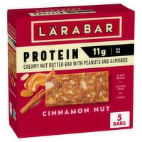 Lärabar Cinnamon Nut 11g Protein Creamy Nut Butter Bar with Peanuts and Almonds, 1.59 oz, 5 count