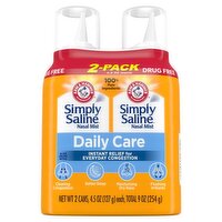 Arm & Hammer Simply Saline Drug Free Daily Care Nasal Mist, 4.5 oz, 2 Count