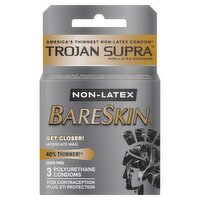 TROJAN Supra BareSkin Non-Latex Polyurethane Condoms, 3 count