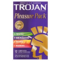 Trojan Lubricated Latex Condoms Pleasure Pack, 12 count