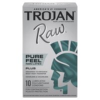 Trojan Raw Pure Feel Plus Non-Latex Condoms, 10 count