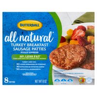 Butterball All Natural Turkey Breakfast Sausage Patties, 8 count, 8 oz, 8 Ounce