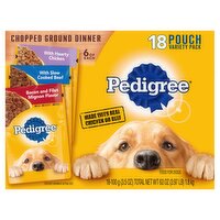 Pedigree Chopped Ground Dinner Food for Dogs Variety Pack, 3.5 oz, 18 count