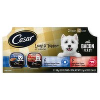 Cesar Bacon Feast Loaf & Topper in Sauce Canine Cuisine, 3.5 oz, 12 count