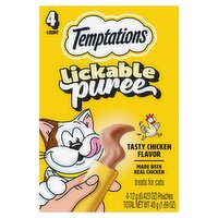 Temptations Lickable Puree Tasty Chicken Flavor Treats for Cats, 0.423 oz, 4 Count