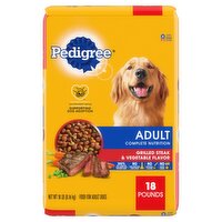 Pedigree Adult Complete Nutrition Grilled Steak & Vegetable Flavor Food for Adult Dogs, 18 lb, 18 Pound