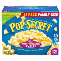 Pop Secret Movie Theater Butter Microwave Premium Popcorn Family Size, 3.2 oz, 12 count