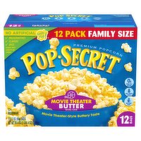 Pop Secret Movie Theater Butter Microwave Premium Popcorn Family Size, 3.2 oz, 12 count