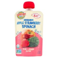 Earth's Best Organic Apple Strawberry Spinach Fruit + Veggie Puree Baby Food, Ages 6 m+, 3.5 oz