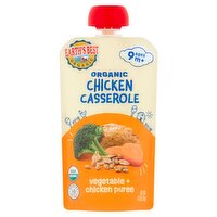Earth's Best Organic Chicken Casserole Vegetable + Chicken Puree Baby Food, Ages 9 m+, 4 oz