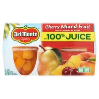 Del Monte Cherry Mixed Fruit with Cherry Flavor in 100% Juice, 4 oz, 4 count, 1 Pound