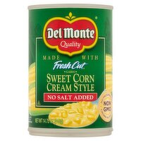 Del Monte Fresh Cut No Salt Added Cream Style Golden Sweet Corn, 14.75 oz