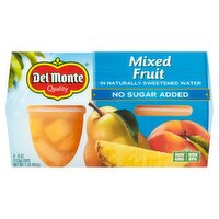 Del Monte No Sugar Added Mixed Fruit in Naturally Sweetened Water, 4 oz, 4 count