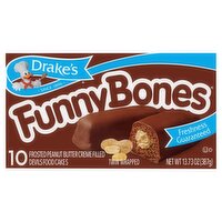 Drake's Funny Bones Frosted Peanut Butter Creme Filled Devils Food Cakes, 10 count, 13.73 oz