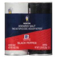 Morton McCormick Iodized Salt & Pepper, Shaker Set, 5.25 Ounce