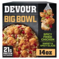 Devour Big Bowl Spicy Fried Chicken with Sweet and Spicy Glaze, 14 oz