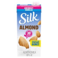 Silk Unsweet Vanilla Almondmilk, 32 fl oz, 32 Fluid ounce