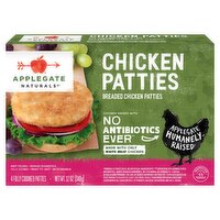 Applegate Naturals Breaded Chicken Patties, 4 count, 12 oz, 12 Ounce