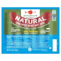 Applegate Naturals Uncured Beef Hot Dog, 6 count, 10 oz