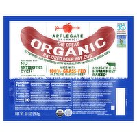 Applegate Organics The Great Organic Uncured Beef Hot Dog, 6 count, 10 oz