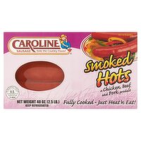 Caroline Smoked Hots Sausage, 40 oz, 48 Ounce