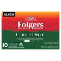Folgers Classic Decaf Medium Decaffeinated Coffee K-Cup Pods, 0.24 oz, 10 count
