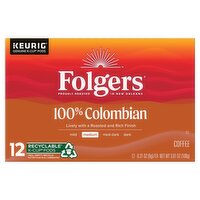 Folgers 100% Colombian Medium Coffee K-Cup Pods, 0.31 oz, 12 count