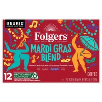 Folgers Mardi Gras Blend Med-Dark Coffee K-Cup Pods, 0.29 oz, 12 count