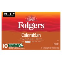 Folgers Colombian Medium Coffee K-Cup Pods, 0.31 oz, 10 count