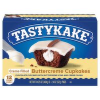 Tastykake Creme Filled Buttercreme Cupkakes, 2.4 oz, 2 count, 6 packs, 14.25 Ounce