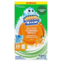 Scrubbing Bubbles Fresh Brush Citrus Flushable Refills Toilet Cleaning System, 10 count, 10 Each